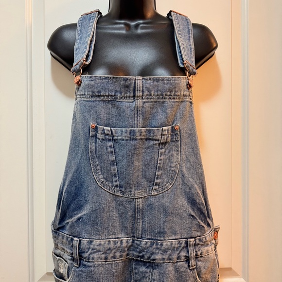 ZARA TRF Distressed Denim Overalls Boyfriend Fit Baggy 90s Y2K Vintage Wash M - Picture 9 of 15